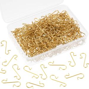 Tatuo 201 Pieces Christmas Ornament Hooks Ornament Hangers Xmas Metal Wire Hooks with Storage Box for Christmas Tree Decoration (Gold)