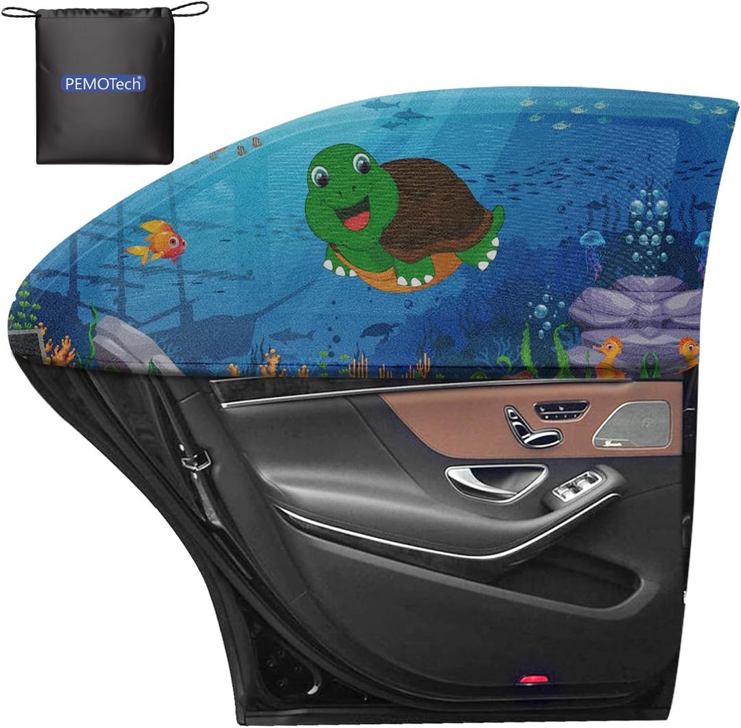 Car Window Shades(2 Pack)-Side Window Sun Shades, UV Protection Breathable Spandex Baby Window Covers, Universal Fit Most of Cars, Protect Privacy for Family (27.2"x39.8") Ocean Blue