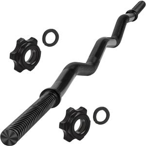 47" EZ Curl Bar - 1-Inch Weight Lifting Bar with 2 Star Collars, 220lb Capacity Curling Bar for Home Gym, Exercise Barbell for Biceps, Triceps, Hip Thrusts, Squats, Lunges