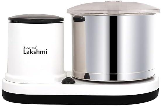 Lakshmi White Black Model 2 L Table Top Wet Grinder with Atta Kneader & Coconut Scrapper | 110 Volt for USA & Canada