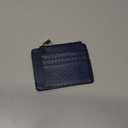 woogwin Slim RFID Credit Card Holder for Women Mini Front Pocket Wallet Purse With Keychain(Carbon Darkblue)