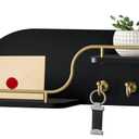 Key Holder for Wall, Decorative Key and Mail Organizer with 3 Metal Hooks and 2 Shelves, Wood Wall Mounted Key Rack for Entryway, Black