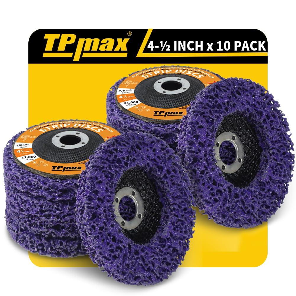 TPmax 4-1/2" x7/8'' Stripping Discs Rust Remover Wheel Remove Paint and Oxidation Poly Strip Wheel Disc Abrasive Angle Grinding Wheel - 10 Pack(Purple)