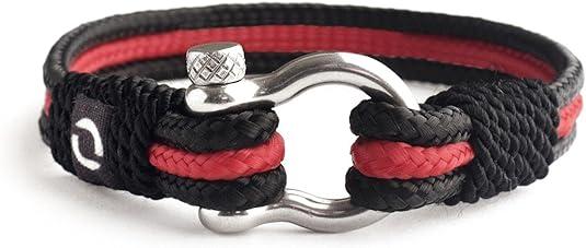 Mens Rope Bracelet - Stainless Steel Black Shackle, Extremely Durable and Scratch Resistant Waterproof Paracord, Handmade, Nautical Wristband for Men