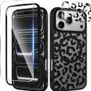 Magnetic Case for iPhone 17 Pro,with Screen Protector & Camera Lens Protector,Cute Black Leopard Print Design for Women Girls Men,Slim Anti Scratch Leopard Case for iPhone 17 Pro Max