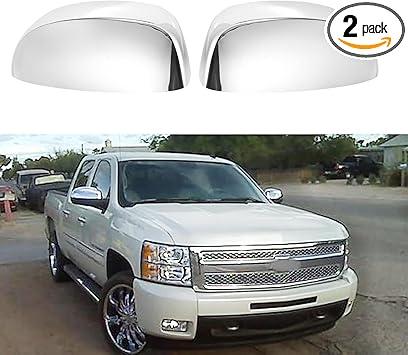 AUCERAMIC Chrome Side View Mirror Covers Caps Top Half Compatible with 2007-2014 Chevy Silverado GMC Sierra Avalanche Tahoe Suburban Yukon Cadillac Escalade