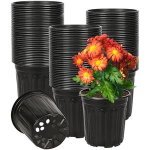 JNYONG 1 Gallon 120 Pack Plant Nursery Pots for Plants, Thickened Soft Plastic Seed Starting Pots with Drainage Holes,Seed Starting Pot Flower Plant Container for Succulents，Seedlings Pack Of 2