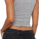 Womens Sleeveless Crop Tank Tops Casual Basic Ribbed Racerback Top Shirt (Gray, M)