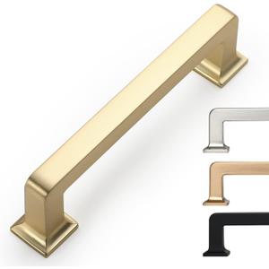 Kitchen Cabinet Hardware - 3.75 Inch Brass Cabinet Pulls, 10 Pack, Gold Cabinet Knobs, Cupboard Handles (3.75"/96MM Hole Center)