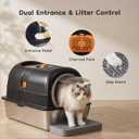 Enclosed Cat Litter Box, Stainless Steel Litter Box with Lid, Black