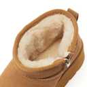 Haifago Platform Mini Snow Boots for Women, Suede Genuine Leather Winter Ankle Booties with Zip up, Womens Classic Fur Lined Short Boot Anti-Slip (9, Chestnut)