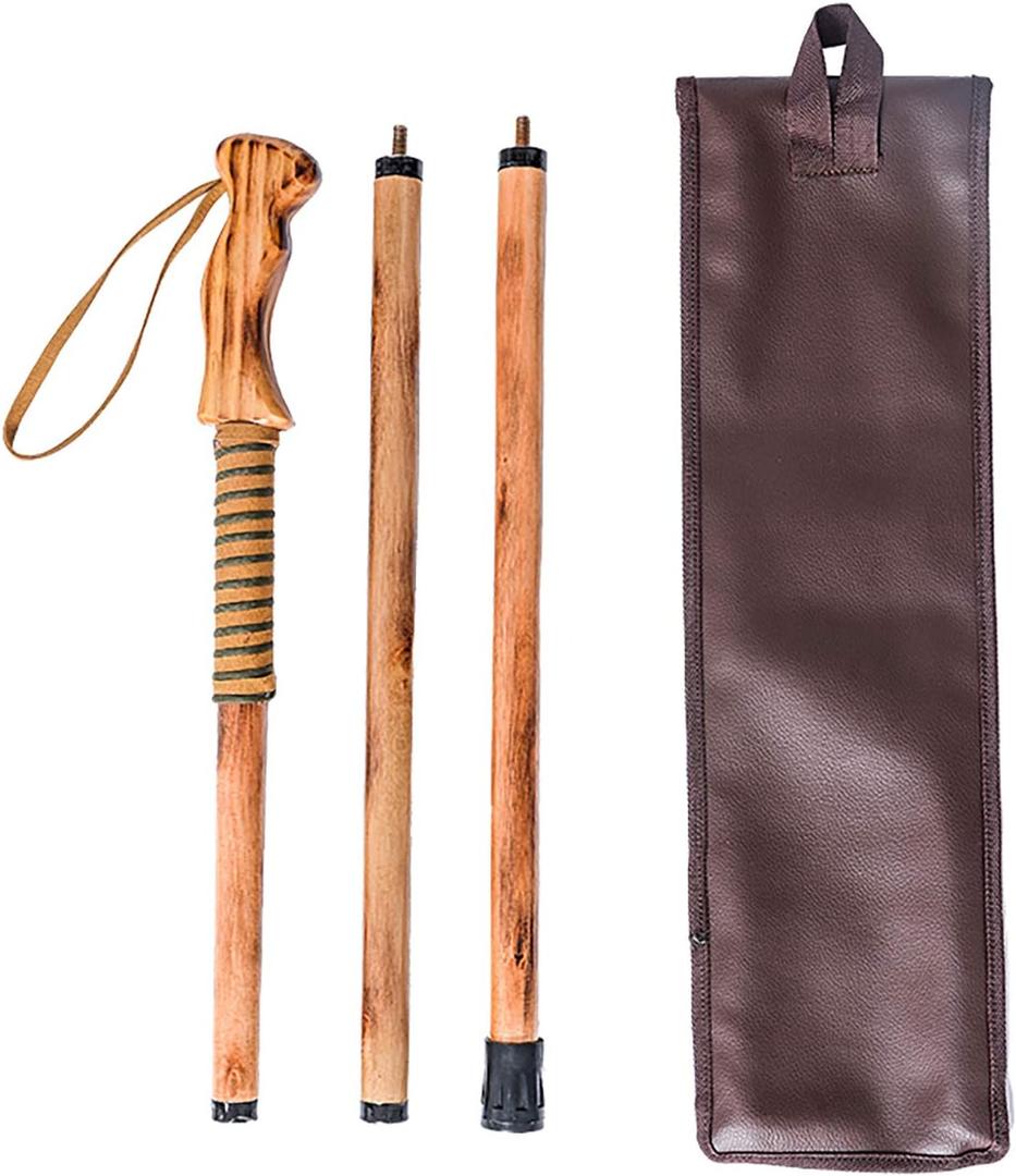 3pc Detachable Walking Stick Pine Handle 55 Inches