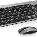 cimetech EasyTyping KF10 Wireless Keyboard and Mouse Combo, [Silent Scissor Switch Keys][Labor-Saving Keys]Ultra Slim Wireless Computer Keyboard and Mouse, Easy Setup for PC/Laptop/Mac/Windows - Grey