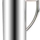 Stainless Steel Water Pitcher 47oz with Ice Guard Milk Carafe Frothing Cup Pitcher Jug with Handle Plated Modern Drink Carafe for Home Restaurant Bar by MUGLIO (Silver)