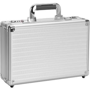 File Organizer Storage Box - 14.2 x 9.4 x 4.5 Inch Medium, Portable Locking Storage Totes with Dual Combination Locks for Passports, Medications and Small Personal Items- Silver