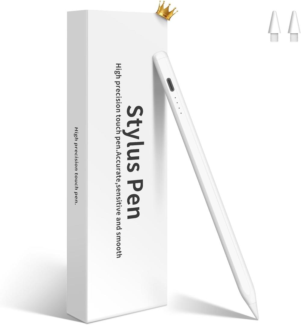 Stylus Pen for iPad, Compatible with Apple iPad 2018-2025,Pencil P6th-10th Generation-2X Fast Charge Compatible with Apple iPad Pro 11"/12.9"/M4, iPad Air 3/4/5/M2, iPad mini 5/6 Gen-White