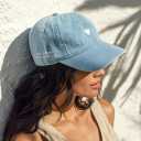Atticus Poetry Hat, Embroidered Brushed Cotton Womens Baseball Hat Unisex Fit, Adjustable One Size (Blue)