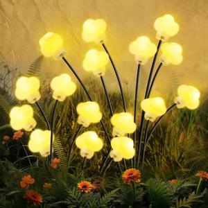 Solar Lights Outdoor 2 Pack 16 LED Solar Cloud Swaying Lights Garden Waterproof Outdoor Decor for Yard Patio & Pathway (Warm White-2P)