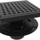 WEBANG 6 Inch Square Shower Floor Drain with Flange, Quadrato Pattern Grate Removable, Food-Grade SUS 304 Stainless Steel, Watermark & CUPC Certified, Brushed Nickel Black