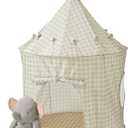 3 Sprouts Kids Play Tent - Sustainable Recycled Fabric  Fun Spacious Childs Playhouse for Indoor Games for Boys & Girls - Durable Fort Pop Up House for Toddlers & Children Age 3-10 - Gingham Beige