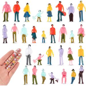 Namalu 30 Pcs Mini People Figurines 1: 150 Scale Museum Architectural Painted Tiny Model Sitting and Standing Plastic People Assorted Poses Model Trains for Miniature Scenes