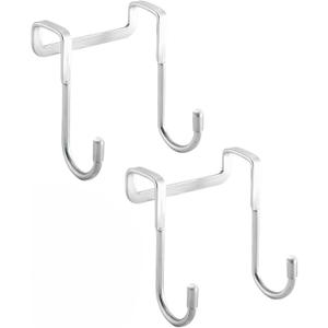 Over Cabinet Door Hook & Wardrobe Door Hook, Stainless Steel Hanging Hooks for Towels, Bags, Clothes  Bathroom Door Hooks for Towels, Kitchen Cabinet Hooks, Wardrobe Hooks, Dorm Room Hangers (2PCS)