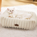 Bedsure ComfyFleece® Cute Dog Bed for Small Dogs & Cats Washable，20in Cream