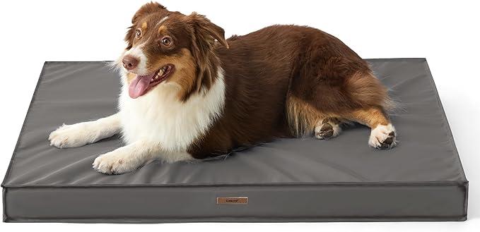 LE SURE Outdoor Waterproof Dog Bed for Medium Sized Dogs, Orthopedic Egg Crate Foam Pet Bed with Oxford Fabric Surface and Removable and Durable Cover, Machine Washable, 30''x20'', Grey