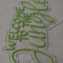 Planzo Welcome to the Jungle Neon Sign Home Wall Decor LED Neon Light Wall Sign for Safari Jungle Themed Party Baby Shower Background Bedroom Wedding Kids Gift USB Powered Dimmer Switch 17" Green