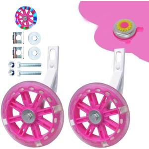 Training Wheels for Bicycle,Flash Mute Wheel Compatible for Bikes of 12 Inch 1 Pair (light pink)