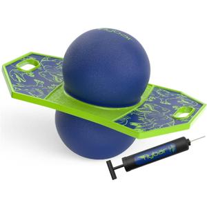 Flybar Pogo Trick Ball for Kids, Trick Bounce Board for Boys and Girls Ages 6+, Up to 160 lbs, Includes Pump, Easy to Carry Handle (Dino)