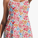 Aleumdr Women's One Piece Swimsuit Floral Print Whip Stitch Tummy Control Swimdress Skirt Bathing Suit with Pocket Size M