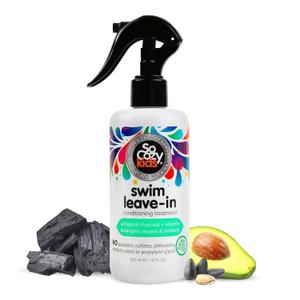 SoCozy Swim Leave In Conditioner Spray & Treatment for Kids Hair (8 Fl Oz) Protects & Repairs Pool, Sun & Salt Hair, Gentle Formula with Activated Charcoal, Vitamin B5 & Sunflower Seed Extract