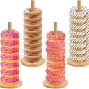 Giantree 4 Pack Donut Stand, Donut Stand For Dessert Table Donut Wooden Stand Donut Display Stand Tower Bagel Stand Holder Doughnut Stand 10.62in Long For Party Christmas Birthday New Year Wedding