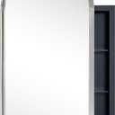 Brushed Nickel Arched Recessed Bathroom Medicine Cabinet with Mirror Stainless Steel Metal Framed Rectangular Bathroom Cabinet with Mirror 16x28.3''