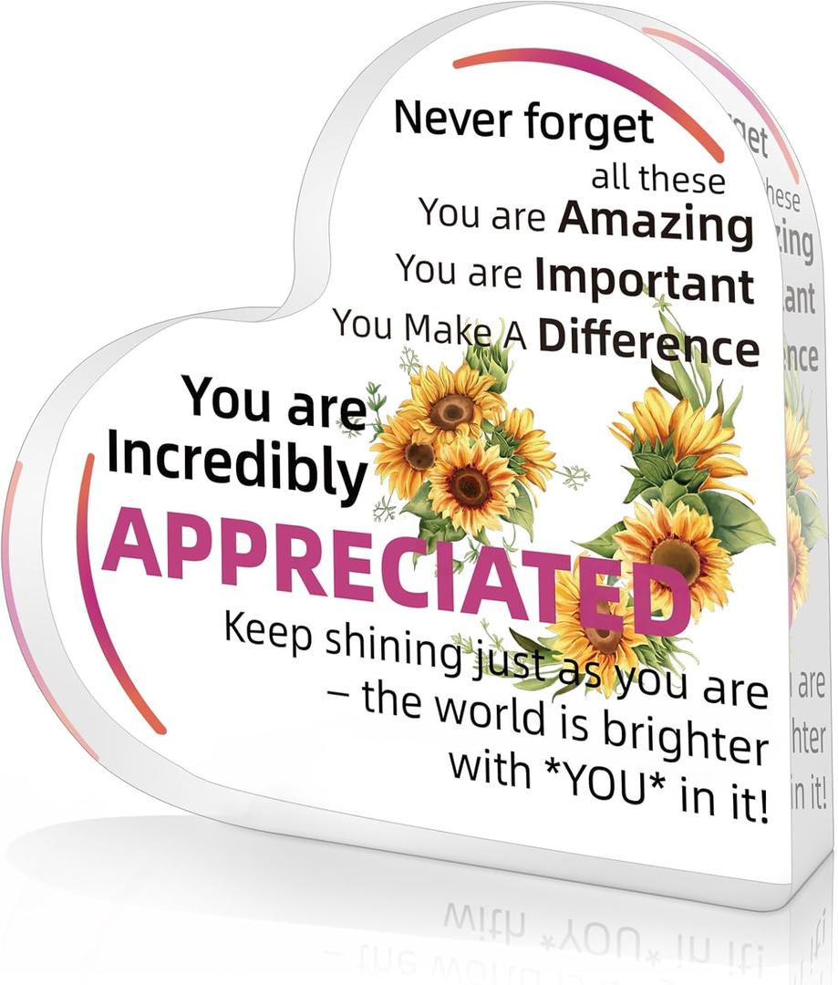 2 x Runyanofamily Teacher Christmas Gifts,Thank You Gifts for Women, Teachers Appreciation Gift for Women, Inspirational Gift, Acrylic Heart Present for Employee Friends Coworkers