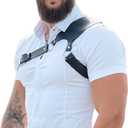 Men's Leather Chest Harness Body Chain Adjustable Gothic Vest Shoulder Armors Strap Steampunk Belt Rave Clubwear Costume (Black)