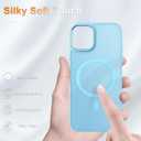 YENAPOON for iPhone 12 Case, iPhone 12 Pro Case, with 1 Screen Protector, Matte Magnetic Slim Phone Cover, Support for Magsafe, Shockproof Protection Translucent Frosted Back,Light Blue