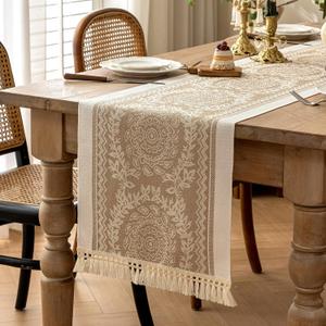 Table Runners 138 Inches,Waterproof Boho Table Runner with Tassel Fringe,Table Runner for Party Coffee Table, 14"x138"