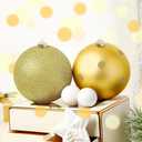SHareconn 4ct 6 Inch Large Christmas Tree Balls Ornaments, Colored Shatterproof Plastic Decorative Baubles Decorations for Xmas Tree Decor Holiday Party Wedding Decoration (Gold, 150mm)