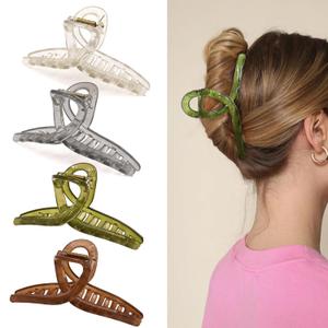 4PCS Hair Claw Clips - Hair Clips for Women - Jelly Claw Clips for Thick Hair - Large Claw Clips for Women Girl - Light Color