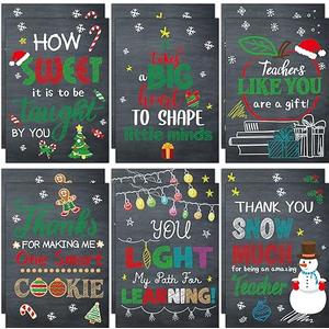 Fancy Land Christmas Thank You Cards for Teachers Chalkboard Design 12Pcs Christmas Teacher Appreciation Cards with Envelopes Christmas Gift for Teacher