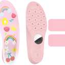 Insoles for Airtag Hidden Holder, Tracker Devise Case for Kids, Comfortable Inserts for Shoes, Pink Rainbow (Pink, 195-210mm Kid 13.5-Big Kid 2)