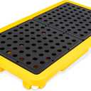 2 Drum Spill Containment Pallets with Drain, Leakproof Platform for Garage, Basement, Industrial Storage (1 Pack, 26" x 14" x 4.7", 176 lbs Load Capacity, 5.3 Gallon Sump)