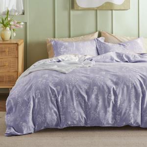 Bedsure Duvet Cover King Size - Reversible Lilac Purple King Duvet Cover Set with Zipper Closure, 3 Pieces Floral Patterned Bedding Set with 8 Corner Ties and 2 Pillow Shams (King (104" x 90"), 07 - Misty Lilac (No Comforter))
