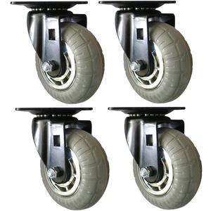 Shepherd 4" Designer 880-lb. Total Capacity Heavy-Duty Swivel Casters with Soft Rubber Non-Marking Wheels, 360 Swivel Silent Industrial Caster Wheels, Set of 4, Black/Chrome
