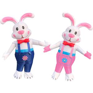 2 Packs Funny Adult Outfit Inflatable Bunny Costume Rabbit Blow-up Costume for Adult/Easter Day/Halloween/Birthday Party/Christmas