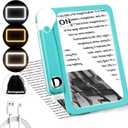 30X 10X 5X Large Magnifying Glass with Light, Rechargeable Foldable Full Book Page Magnifier, 48 LED Light Small Print Magnifier Sheet Lightweight for Low Visual Person Seniors Blue
