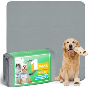 FXW Washable Pee Pads for Dogs, Reusable Puppy Training Pads with Super Absorbent, Made for FXW Rollick/ Homeplus 24inch 8 Panels Dog Playpen, Square, 63'' x 63'', 1 Pack, Grey (Playpen not Included)