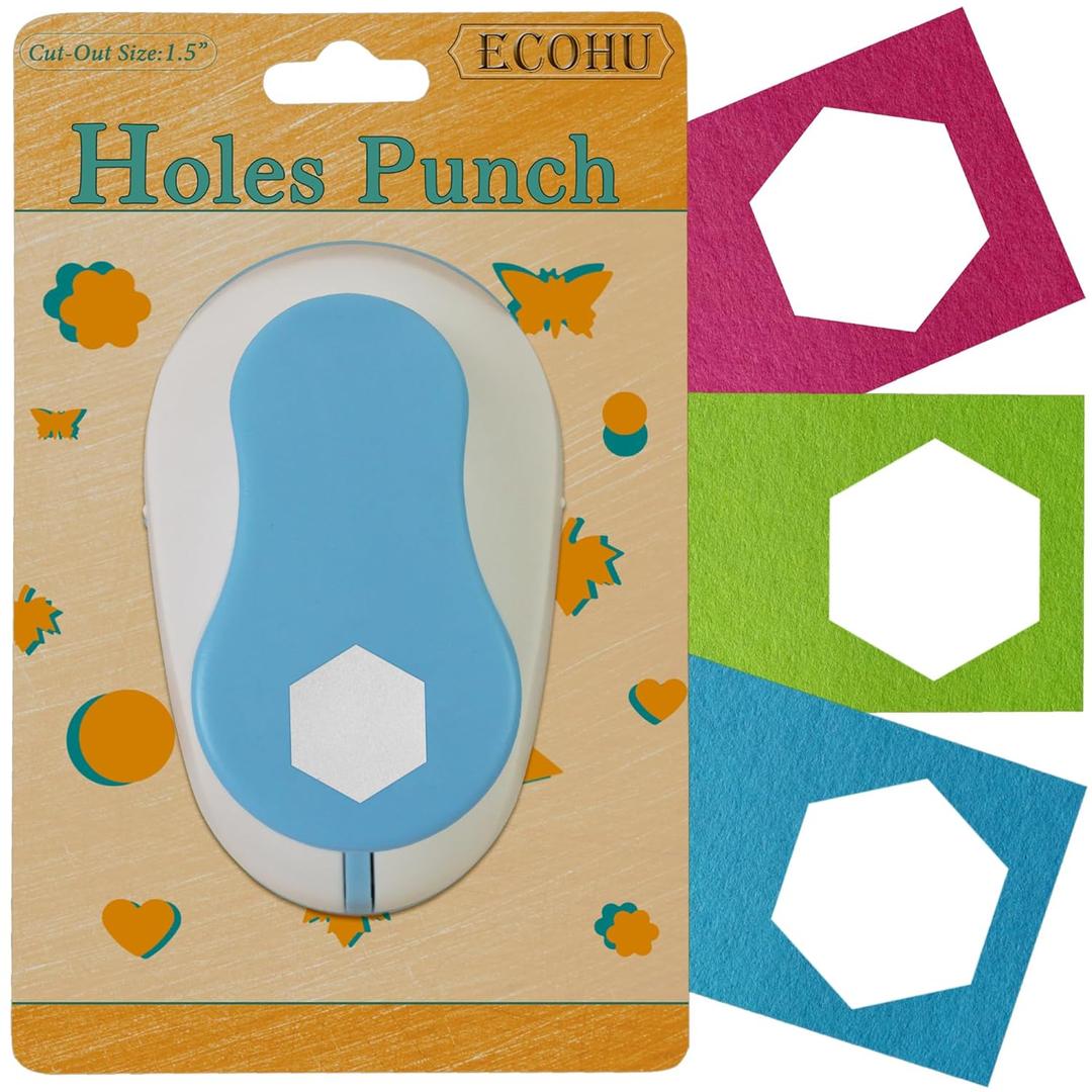 Hexagon Punch for Paper Crafts, Size 1.3-Inch, Hexagon Hole Cutter, Hexagon Shape for Greeting Card Making, Handmade Scrapbooking, DIY Arts